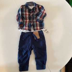 Brand dunnes baby boys 3 set piece color blue and plaid